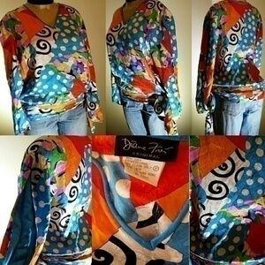 Diane Fries Original 100% Silk Vintage Blouse